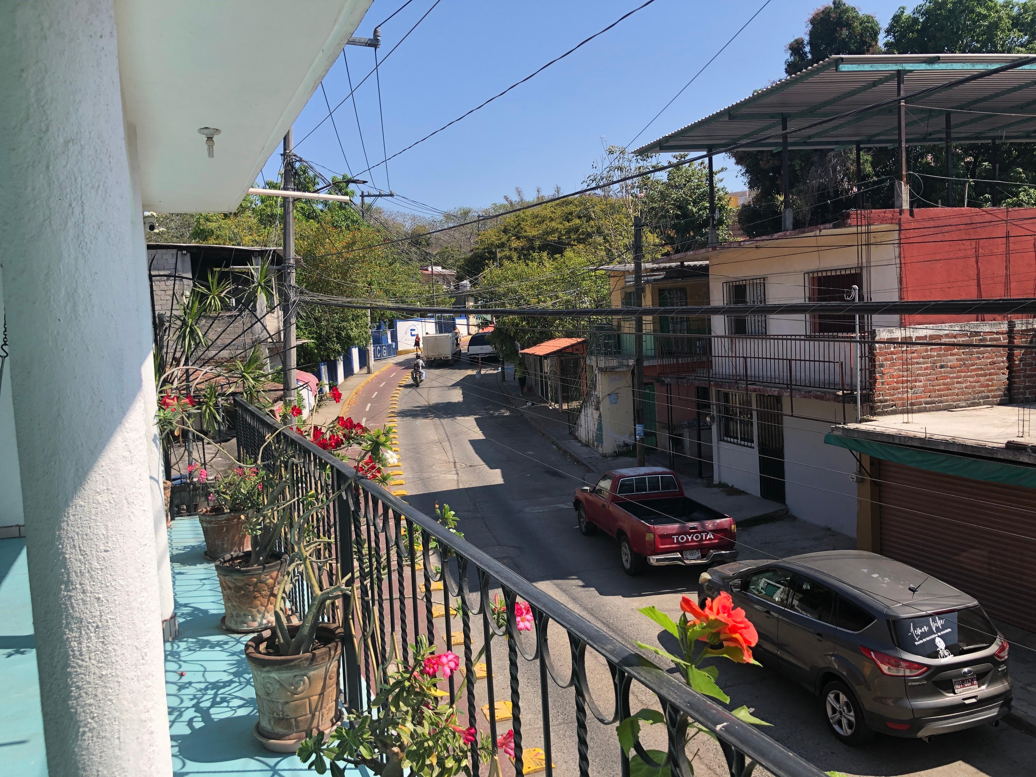 Bike trail on the street goes to the beach