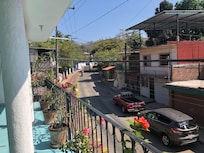Bike trail on the street goes to the beach