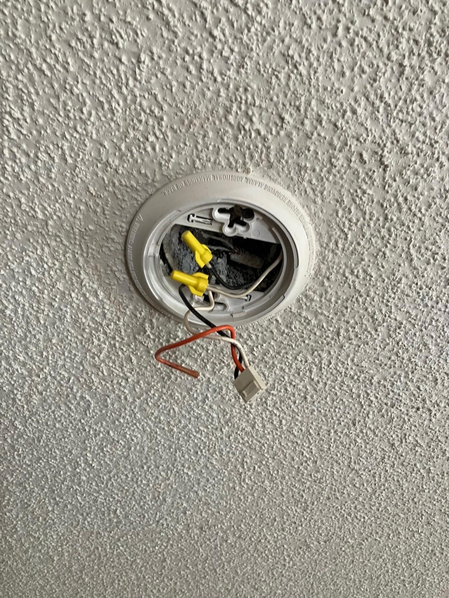 Smoke alarm in room has been destroyed