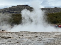 A geyser erupting at Geysir