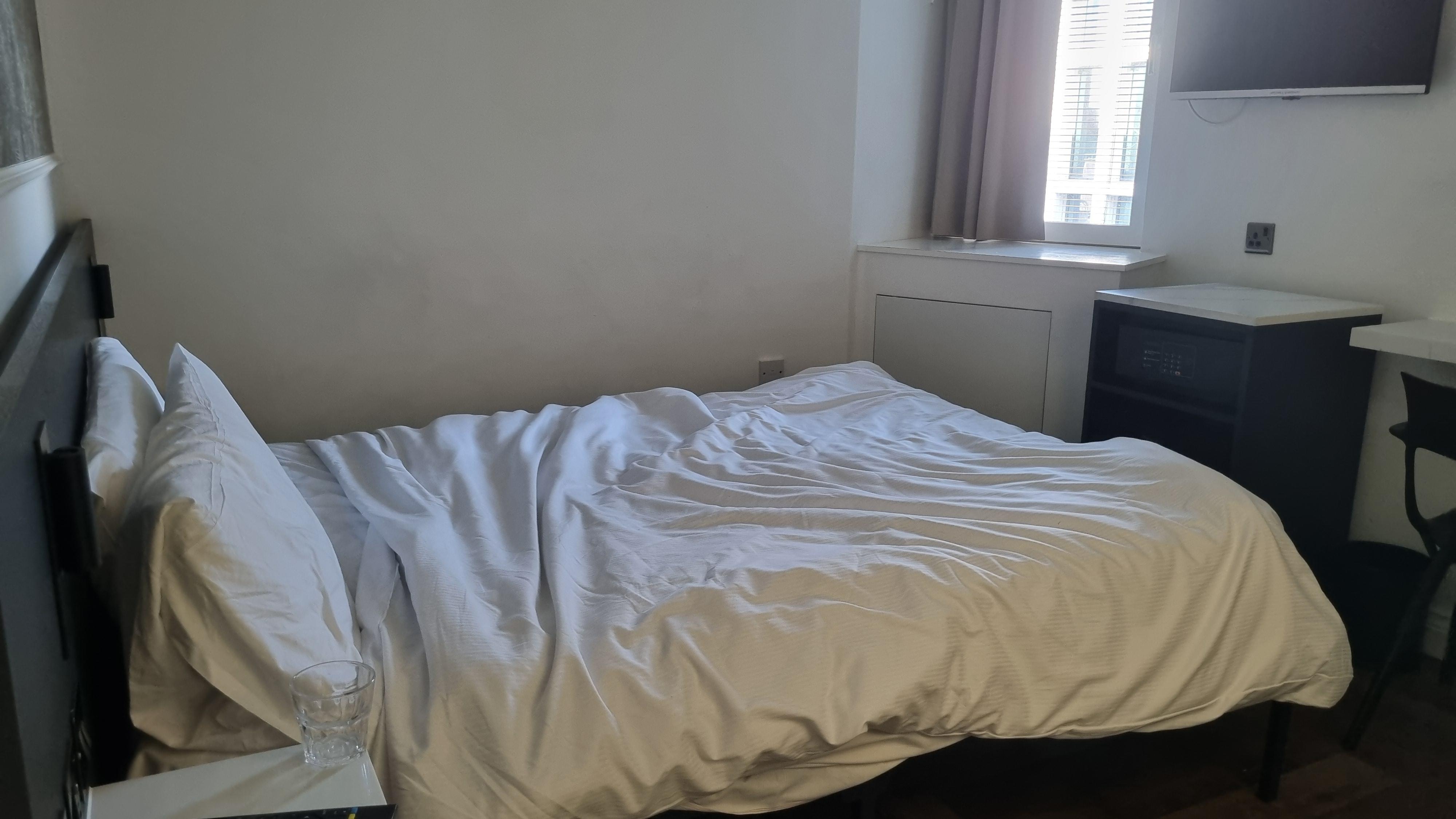 Urban double, fridge but no kettle or tea etc.