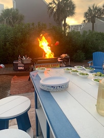 Hibachi on the patio.