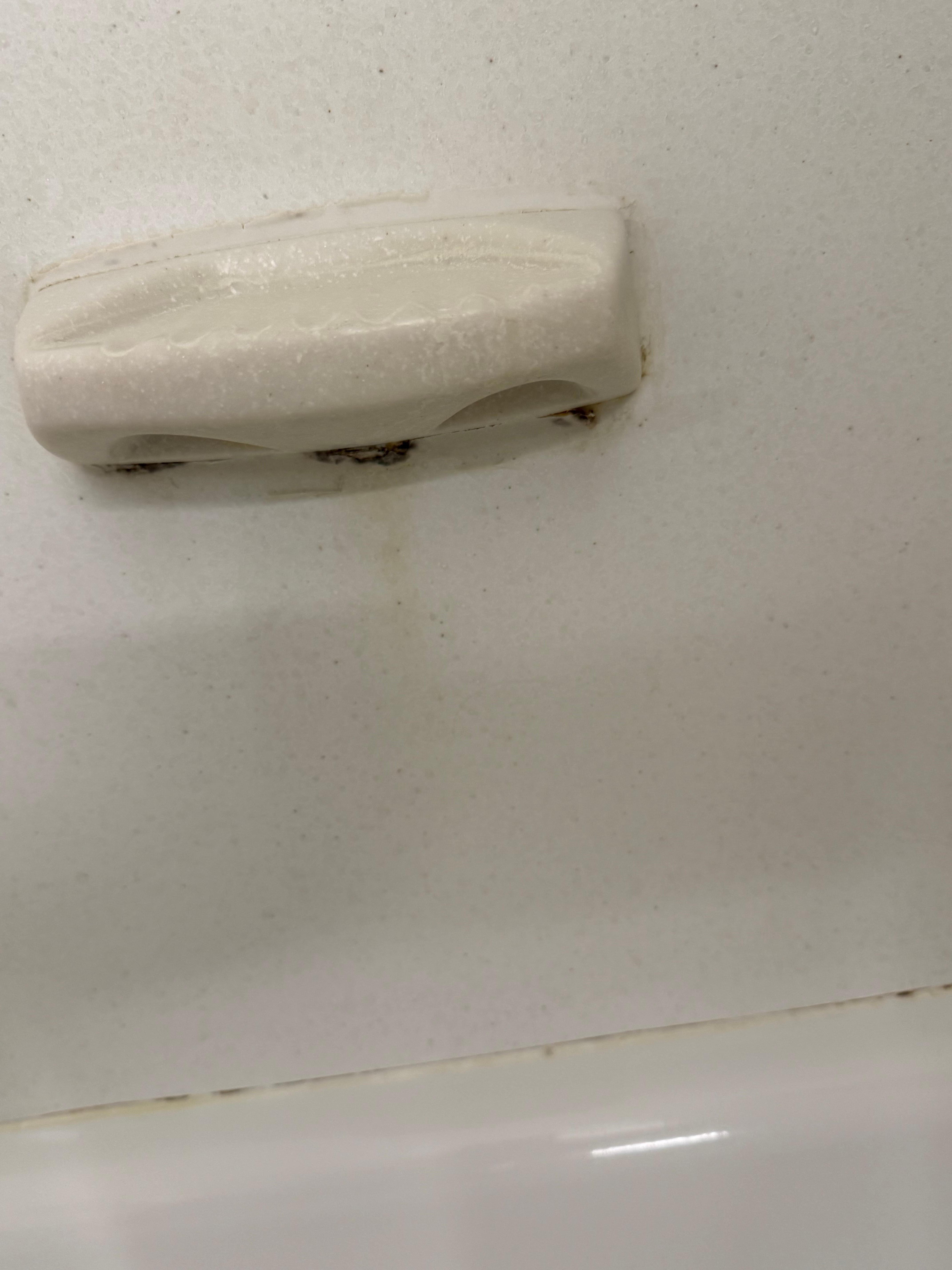 Mold on upper soap holder. 
