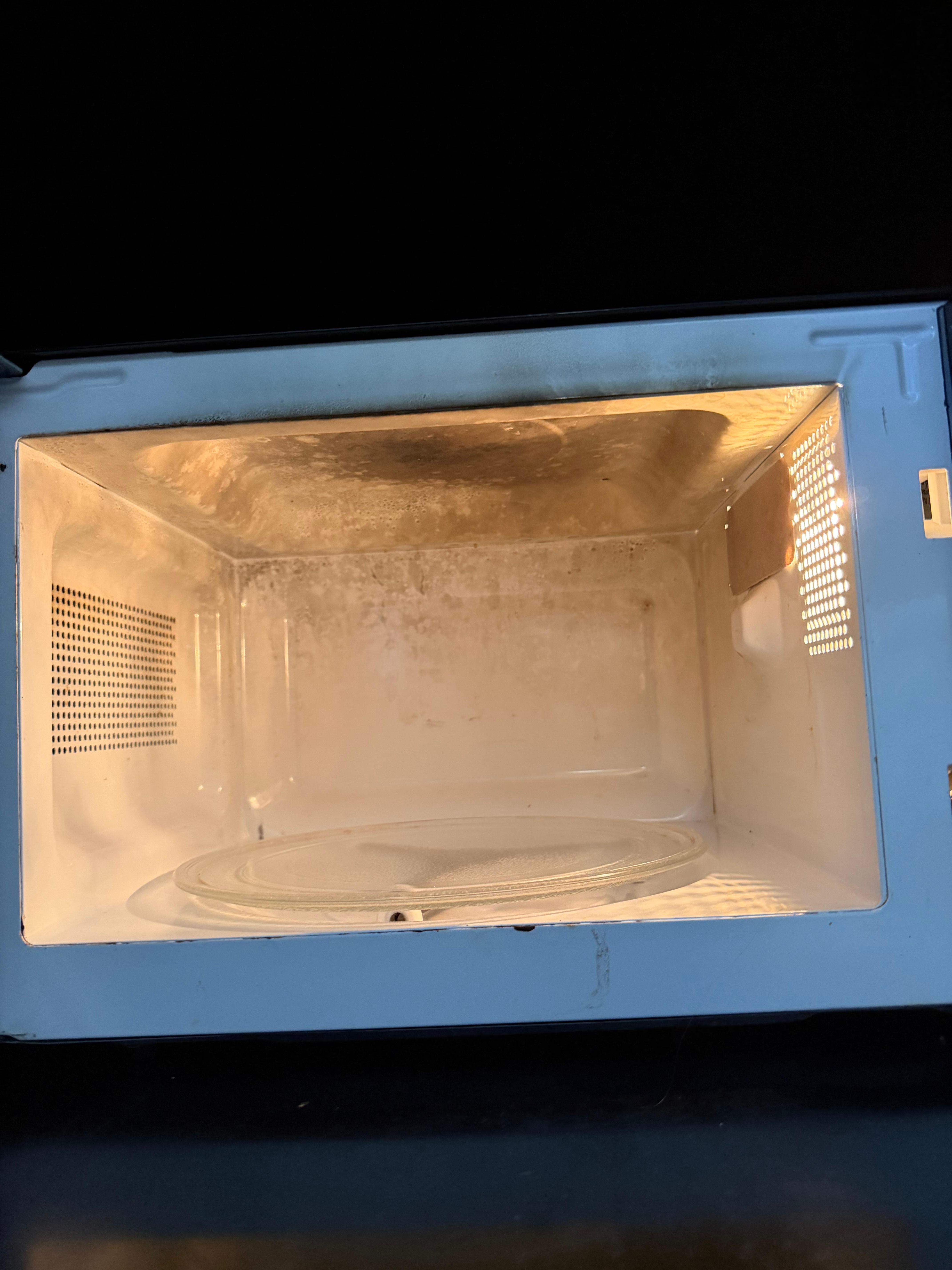 The in room microwave was all burnt on the top. 