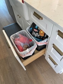 When we checked in trash bins in kitchen were full of trash.