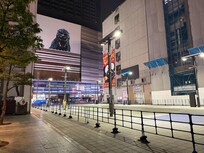 View from in front of hotel entrance.