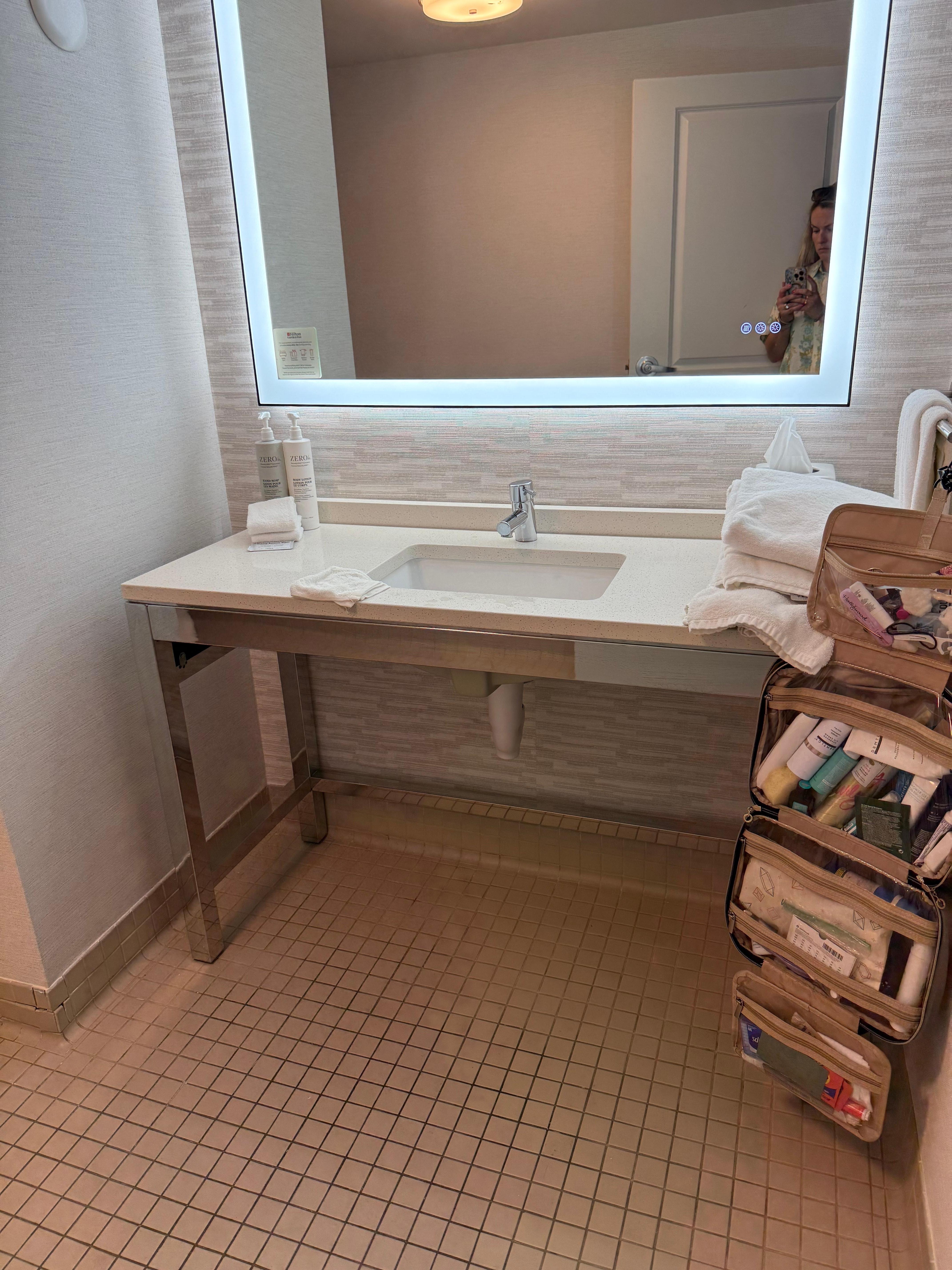 The clean area of the bathroom