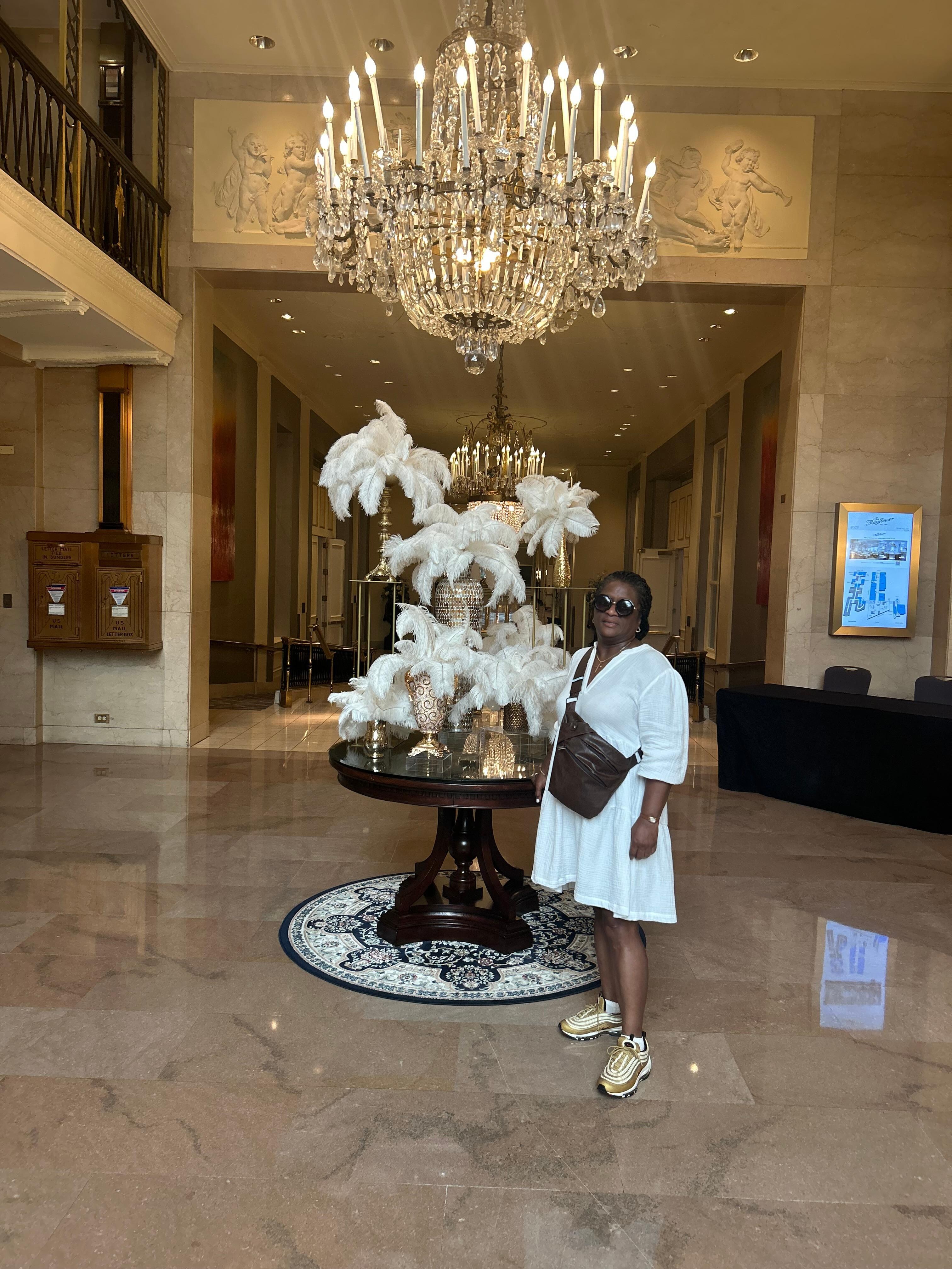 Inside of the hotel lobby, Marriott Mayflower