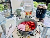 Breakfast for one in a beautiful setting