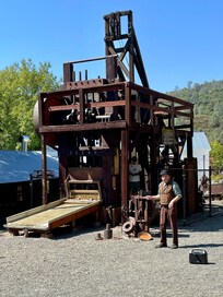 We watched a demonstration of a 150-year-old gold-crushing stamp mill at the museum.