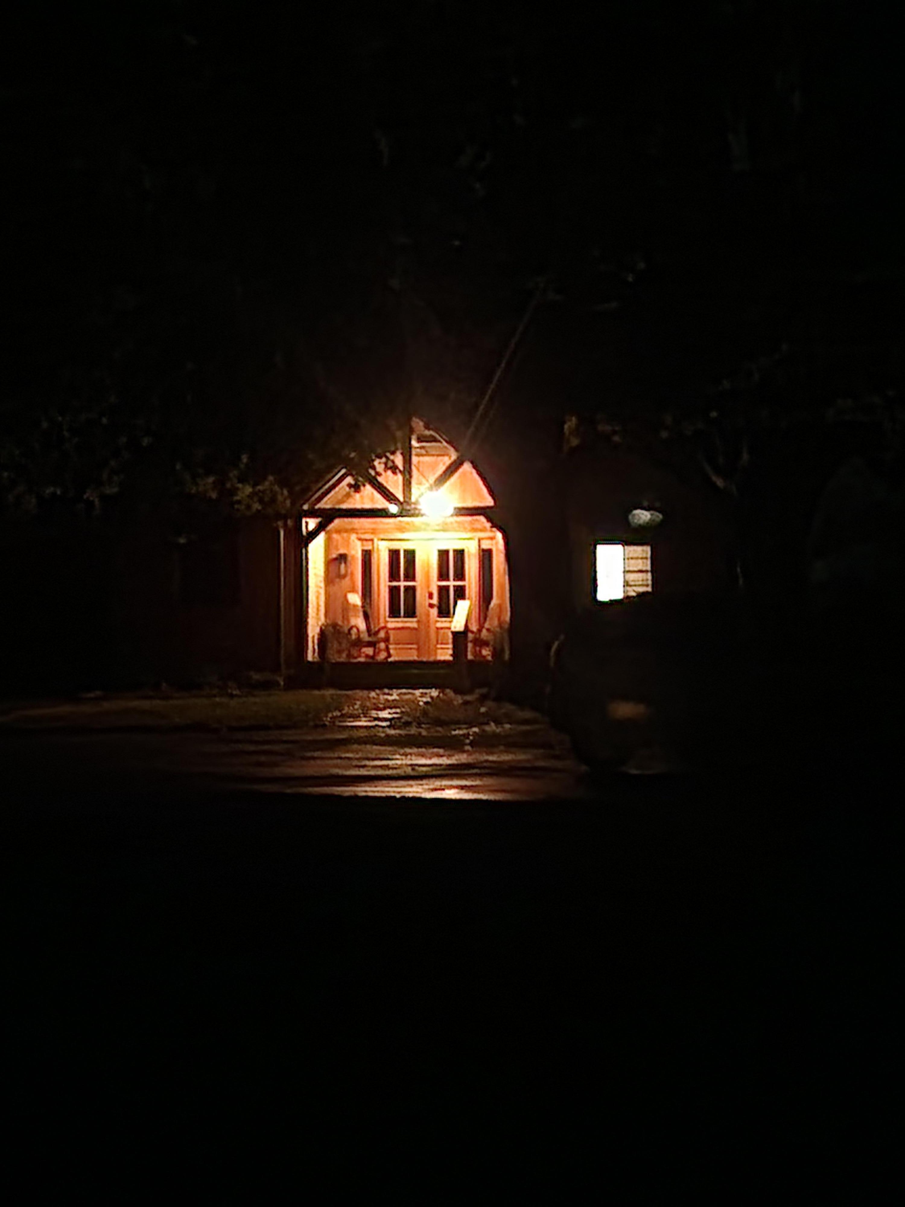 Front of home at night