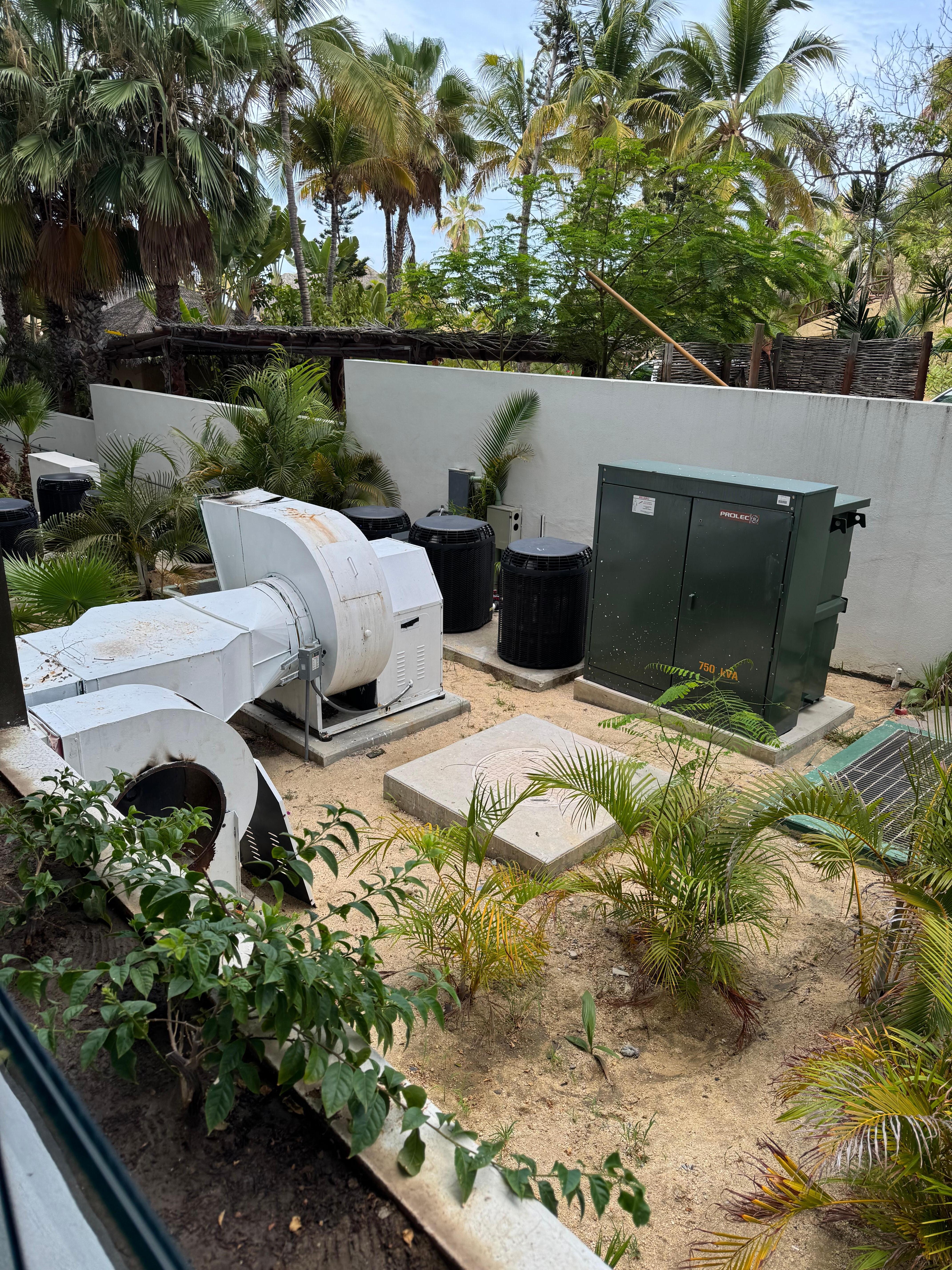 View from the room. Constant loud AC unit. Also constant smell of beans and onions