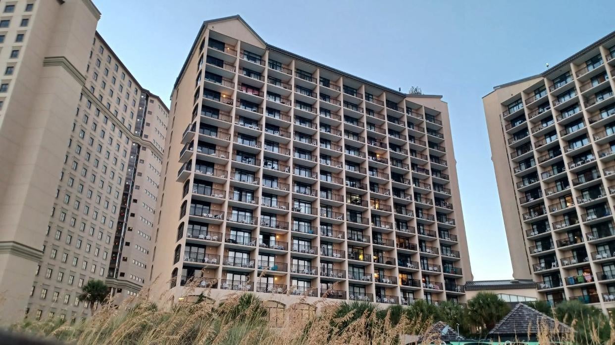 The view of the condo from the beach. 