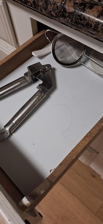 Hair and dirt in drawers.