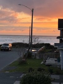 The view of the beach from our balcony.