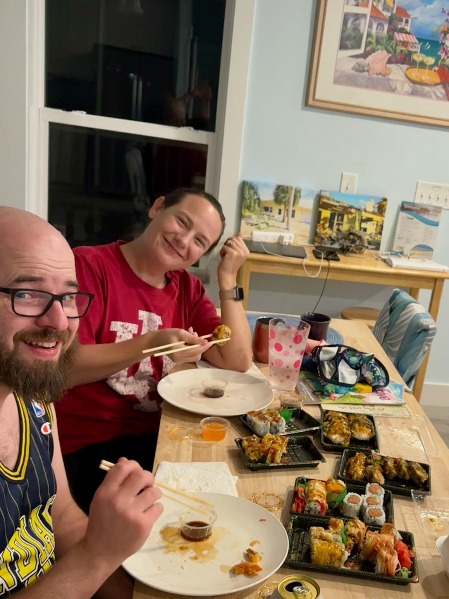 Tall bar chair and table seating only inside the kitchen. 