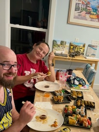 Tall bar chair and table seating only inside the kitchen.
