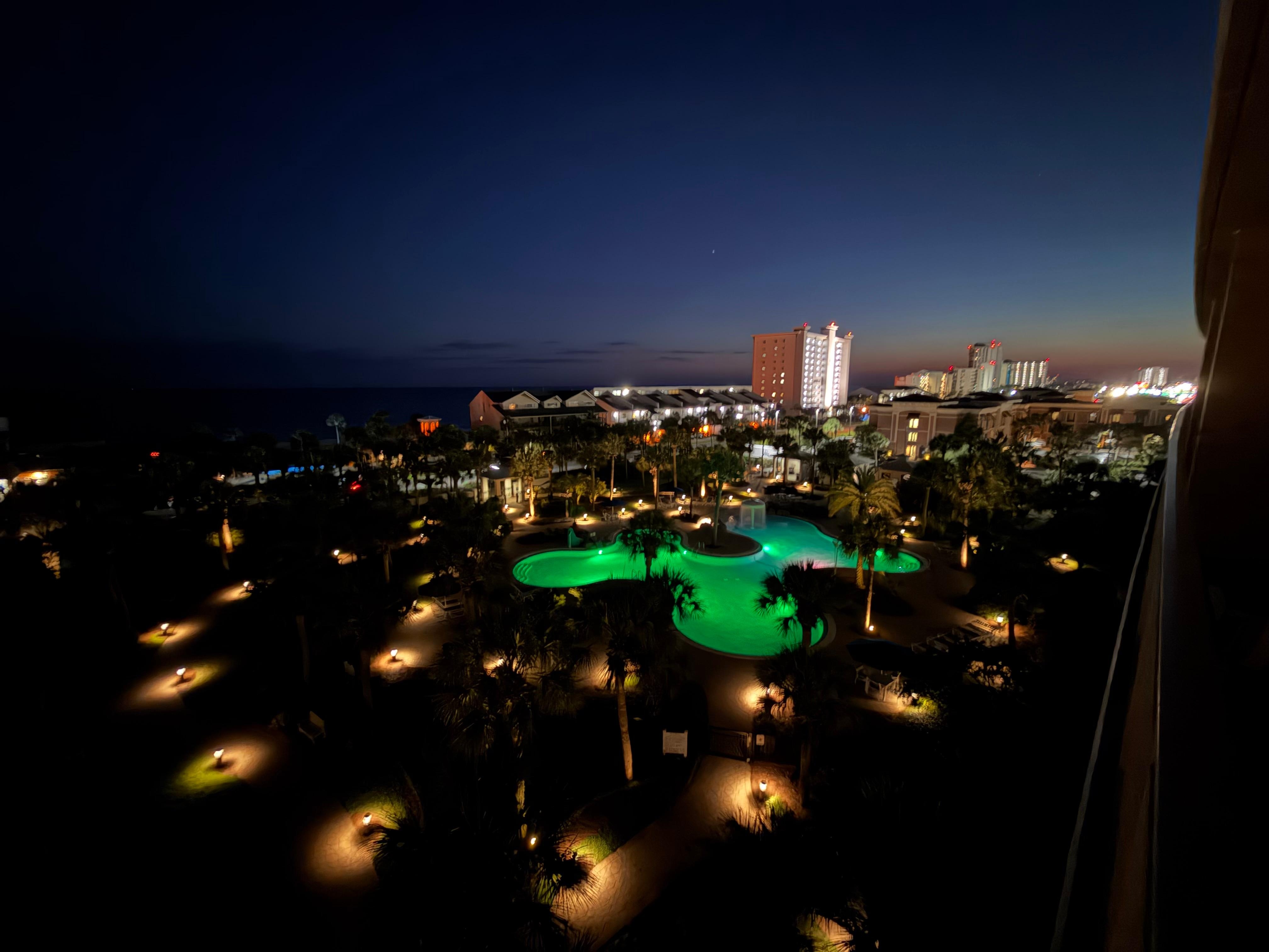 View from balcony at night 