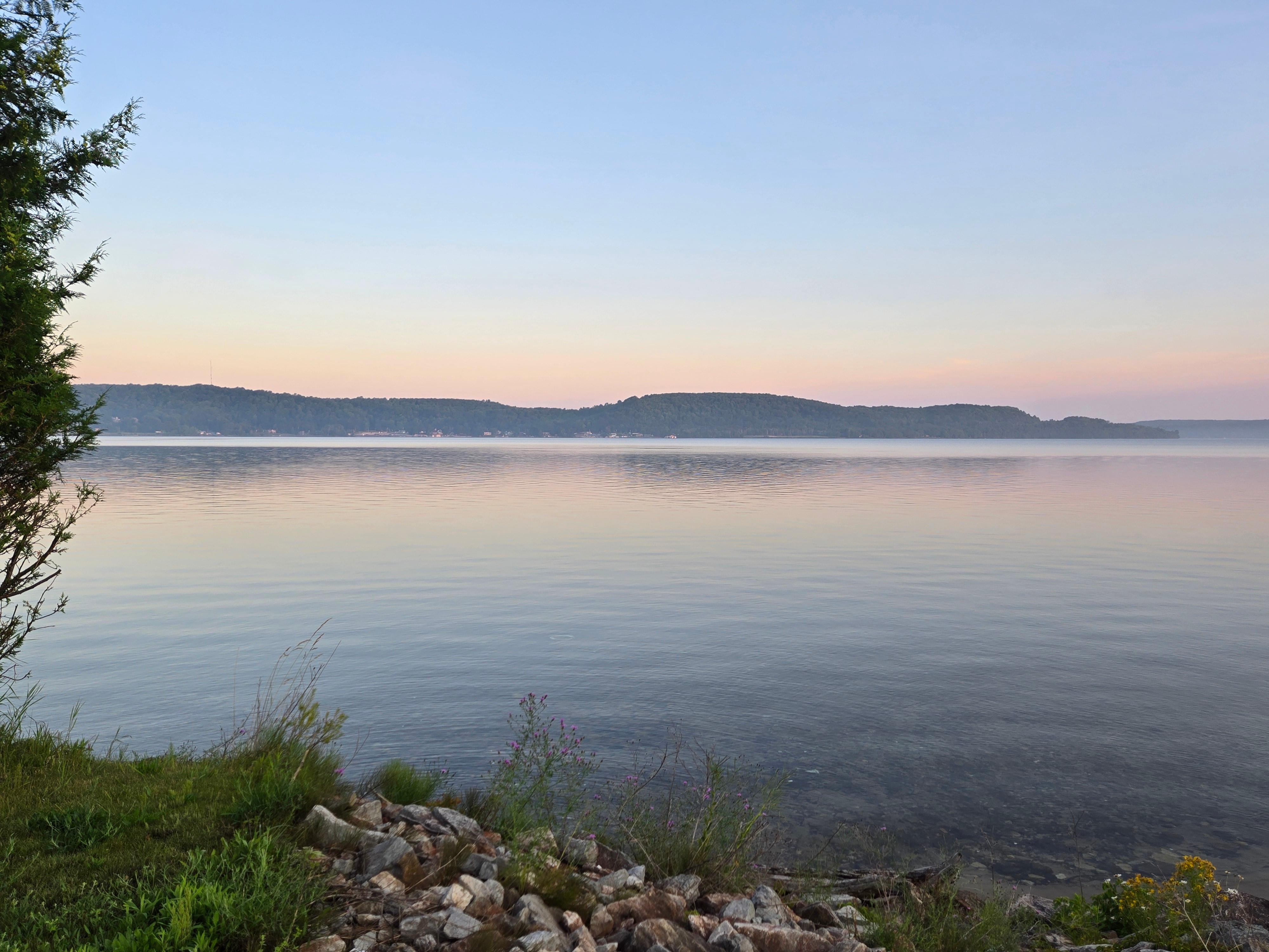 A morning sunrise at the end of the street. 