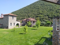 The view from our unit to the inside yard and mountains