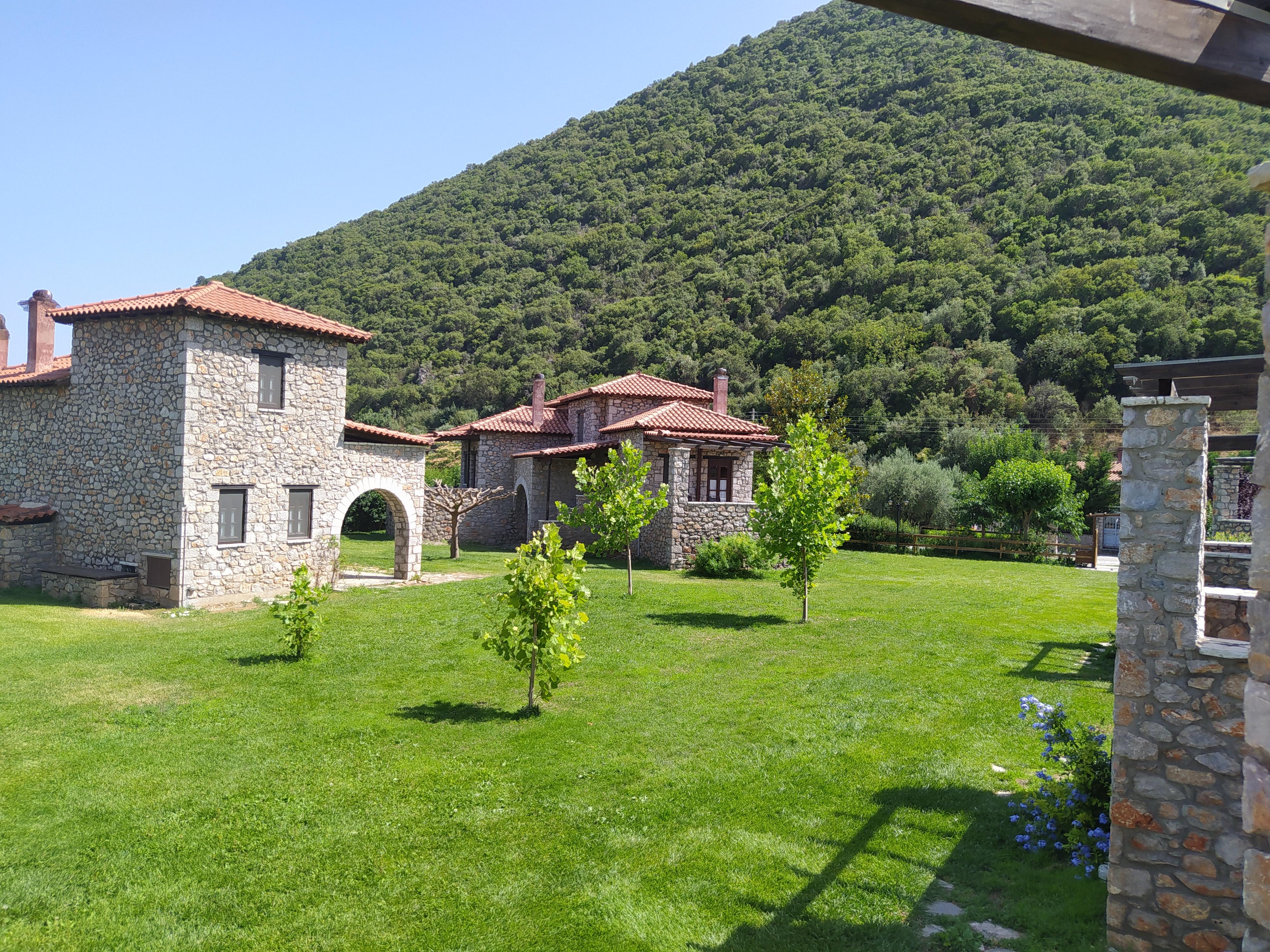 The view from our unit to the inside yard and mountains