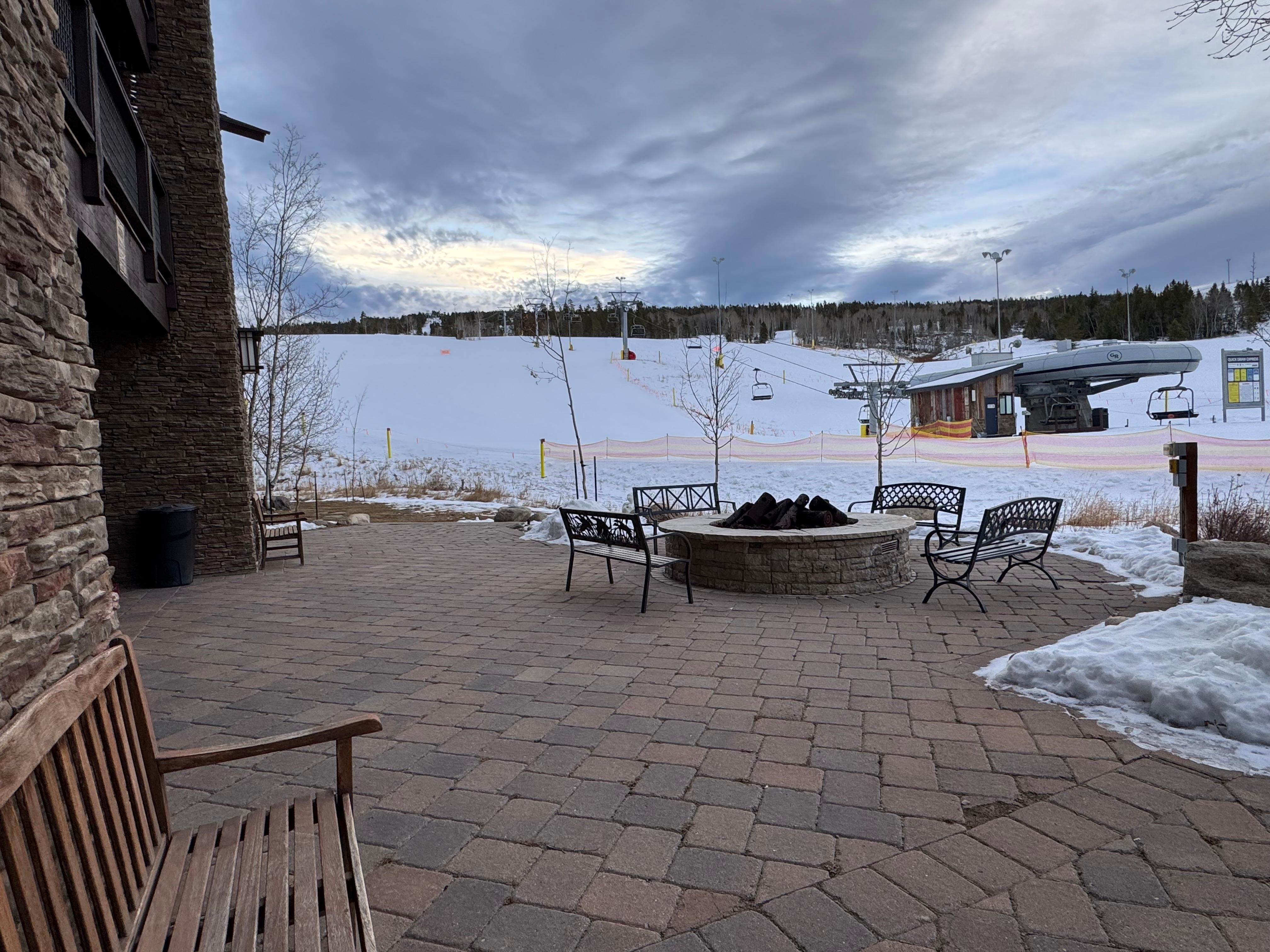 Shared condo patio right outside the condo door. 
