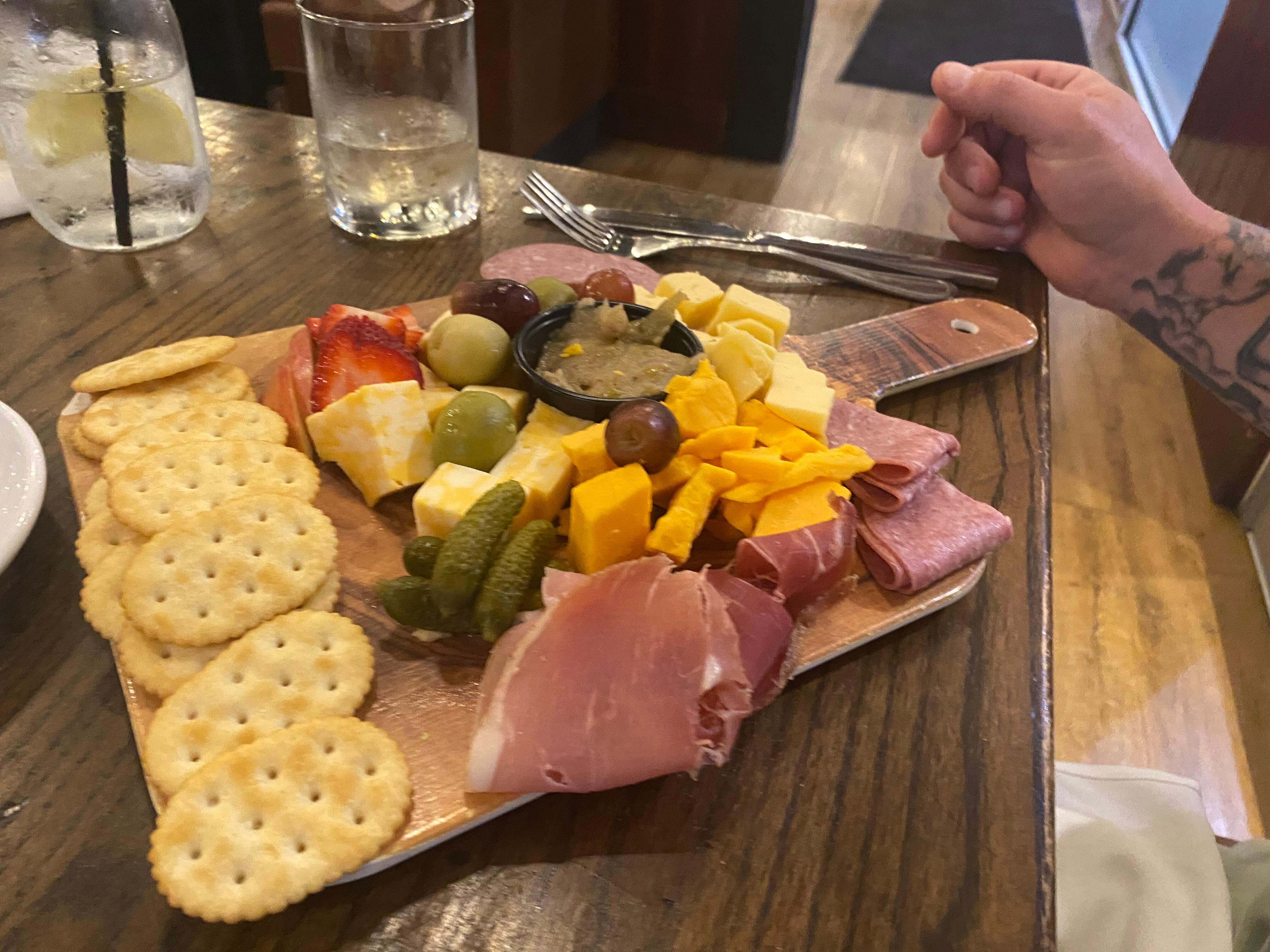Delicious cheese plate. The cheese is made there onsite at the farm
