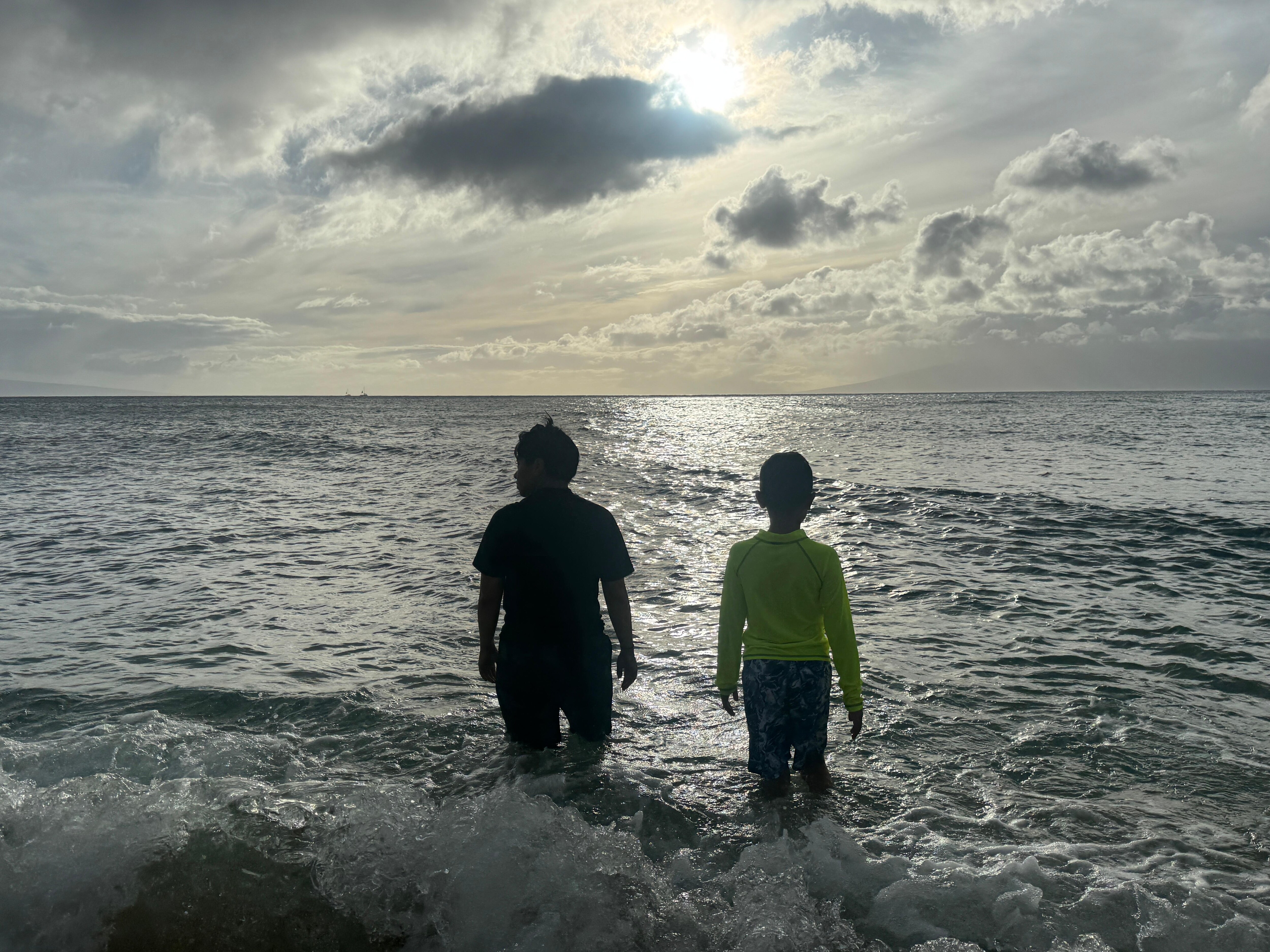 The kids enjoying the small beach area adjacent to the property. 
