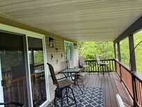 The porch where we enjoyed our coffee in the morning as we admire the views of the mountains and lake
