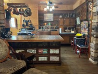 View from downstairs living area into kitchen