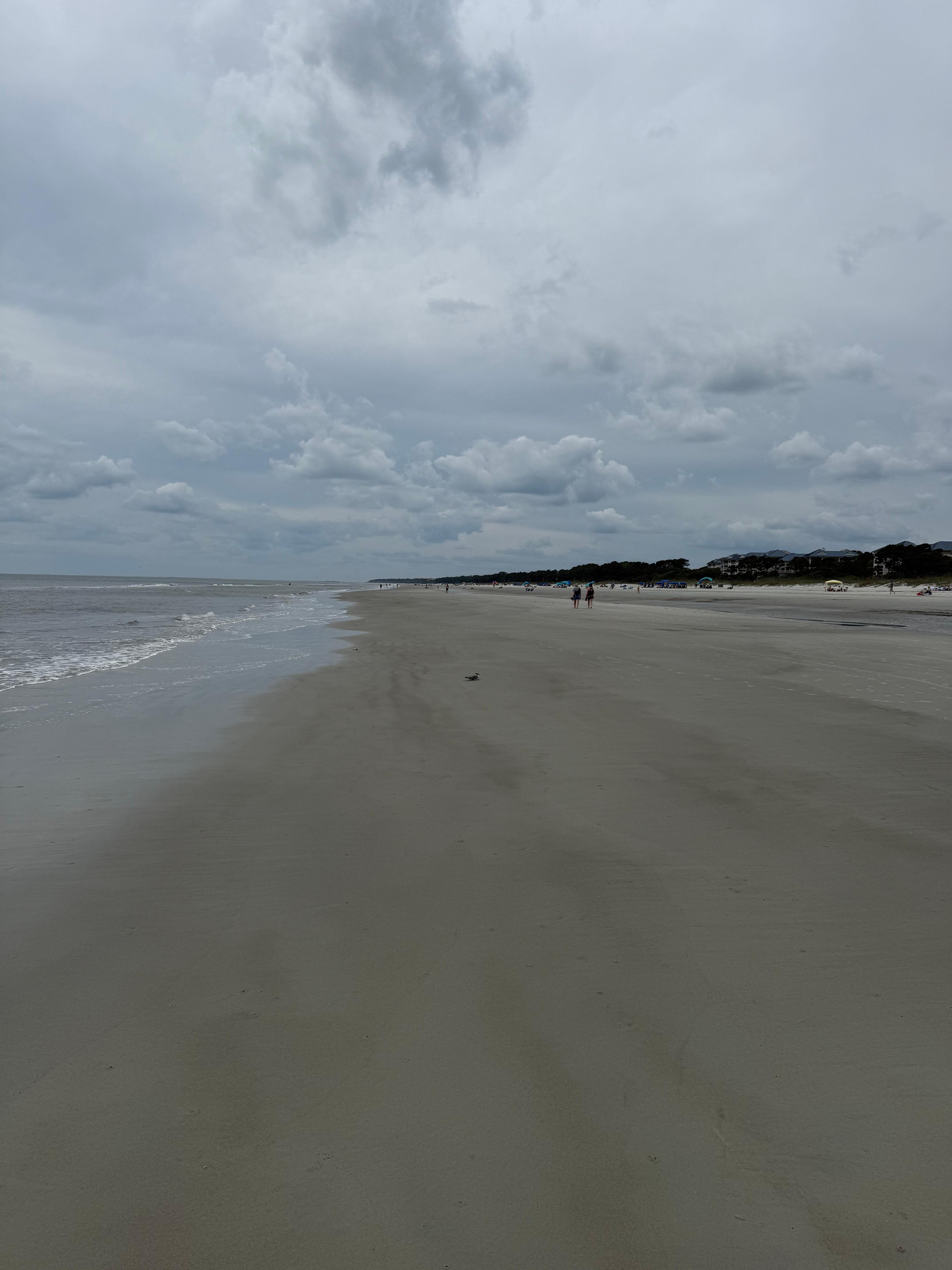 The beach in front of the building 