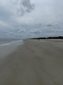 The beach in front of the building