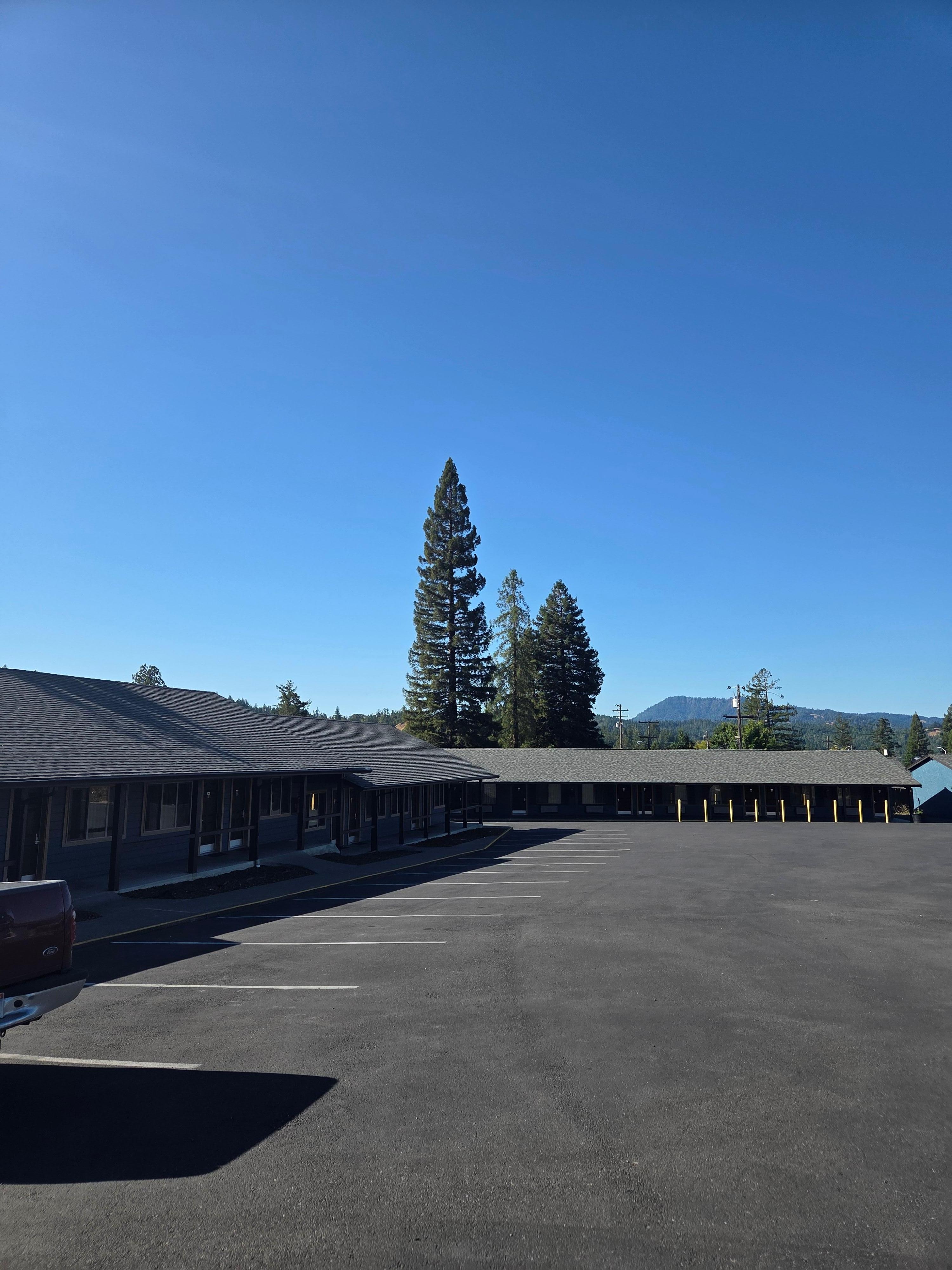 Expansive parking lot.