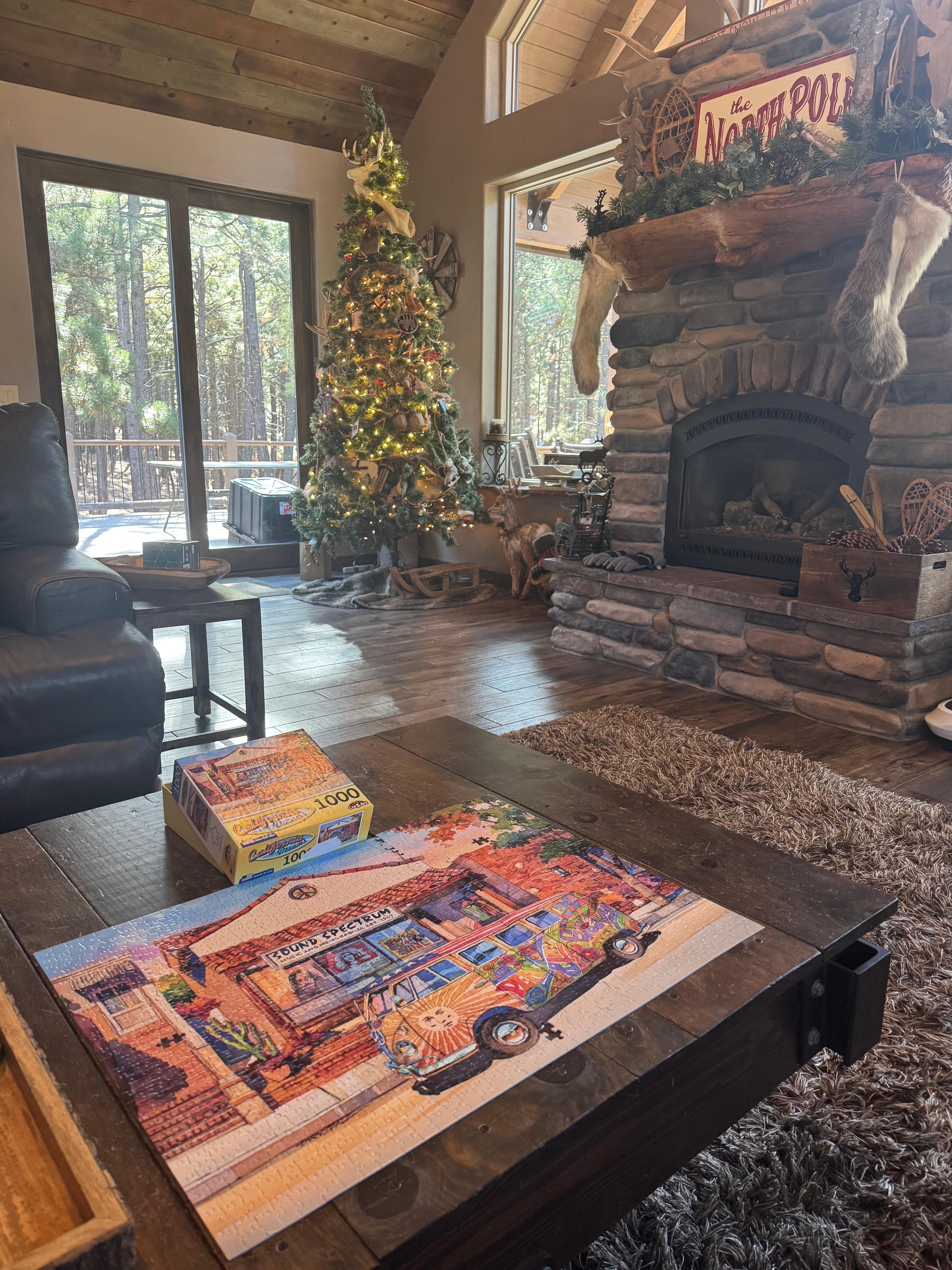 Puzzle by the fireplace