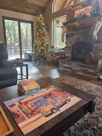 Puzzle by the fireplace