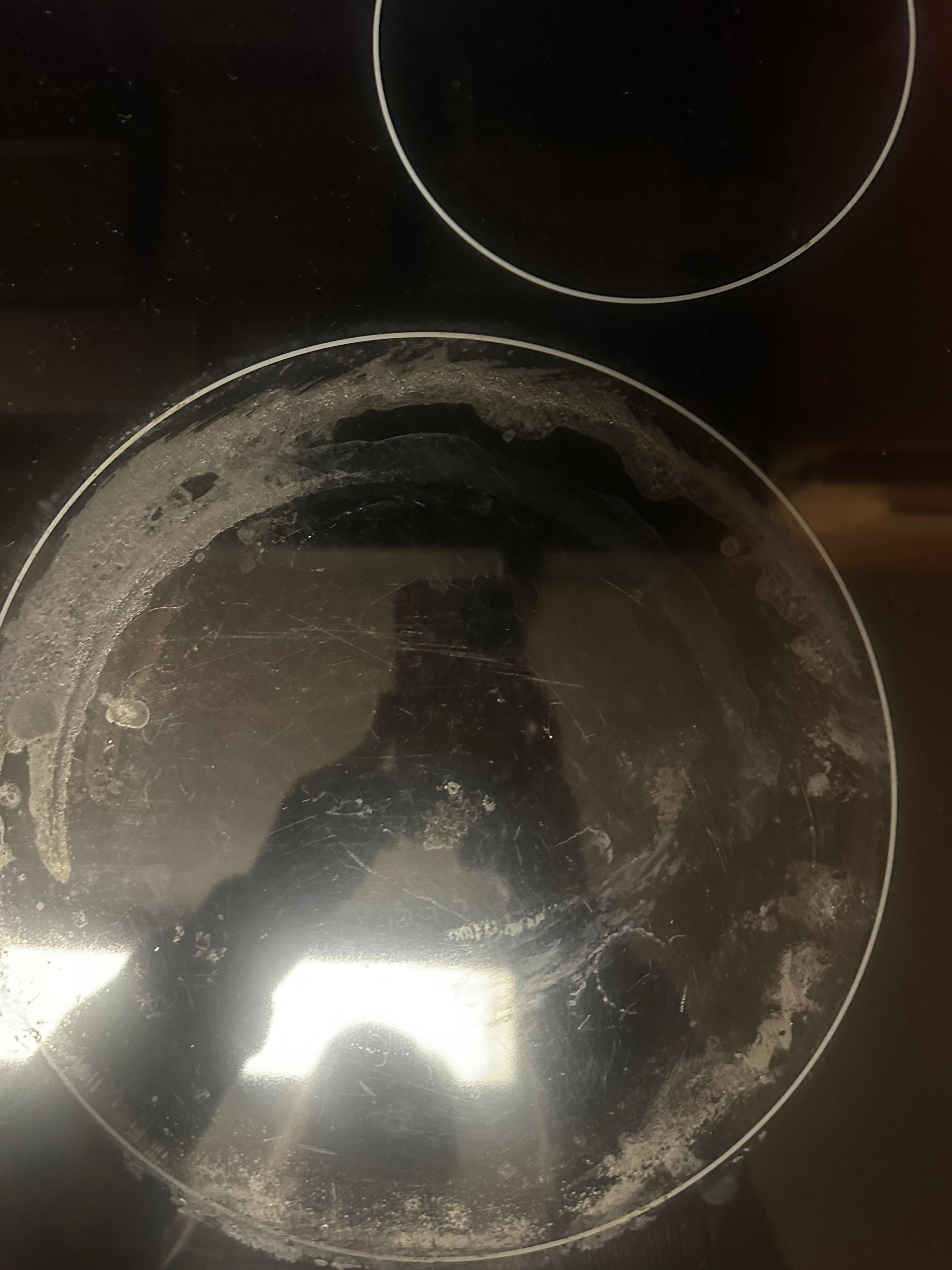 Burnt residue on the stove 