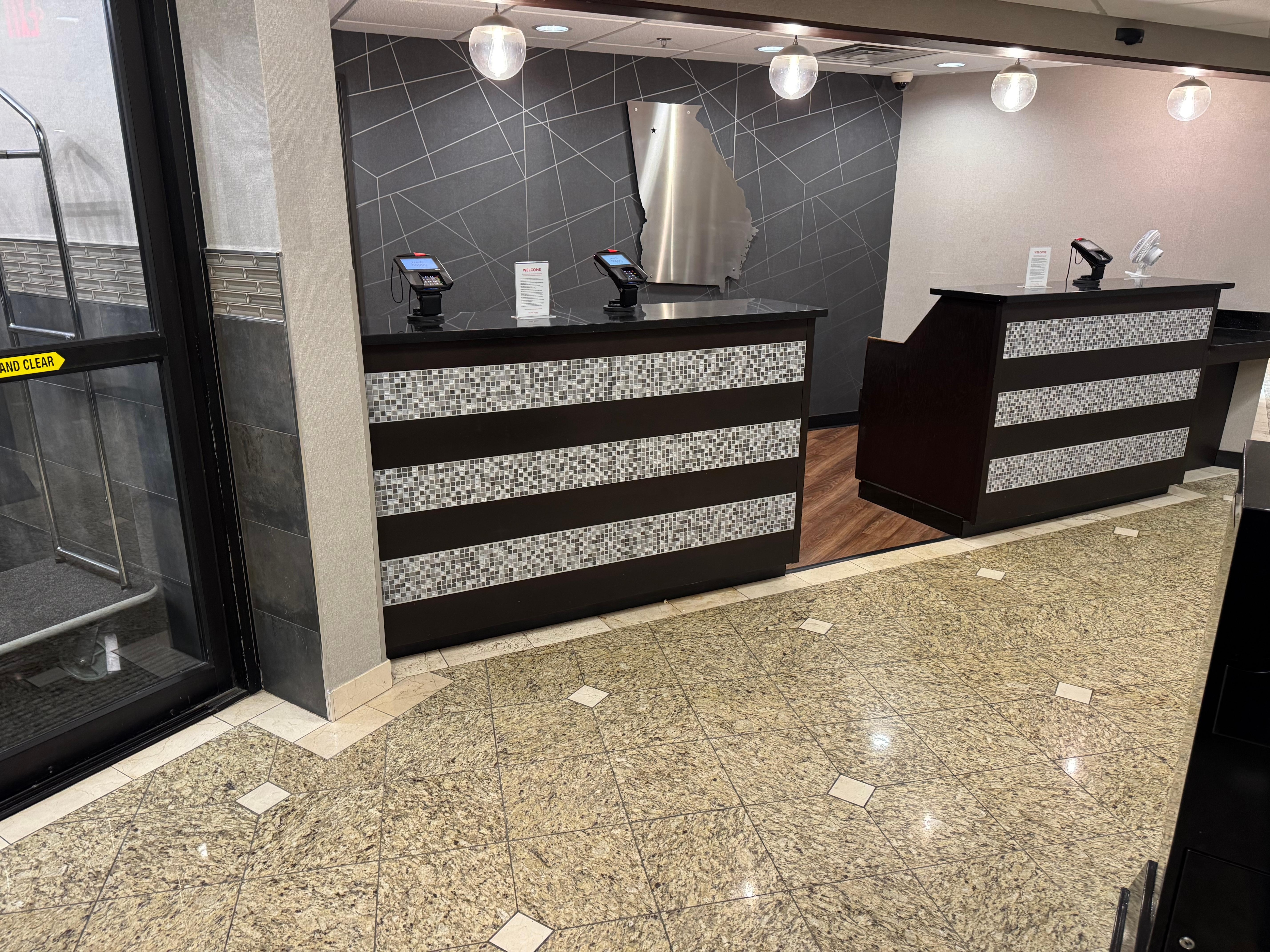 This was the full extent of the lobby along with the single file entrance.