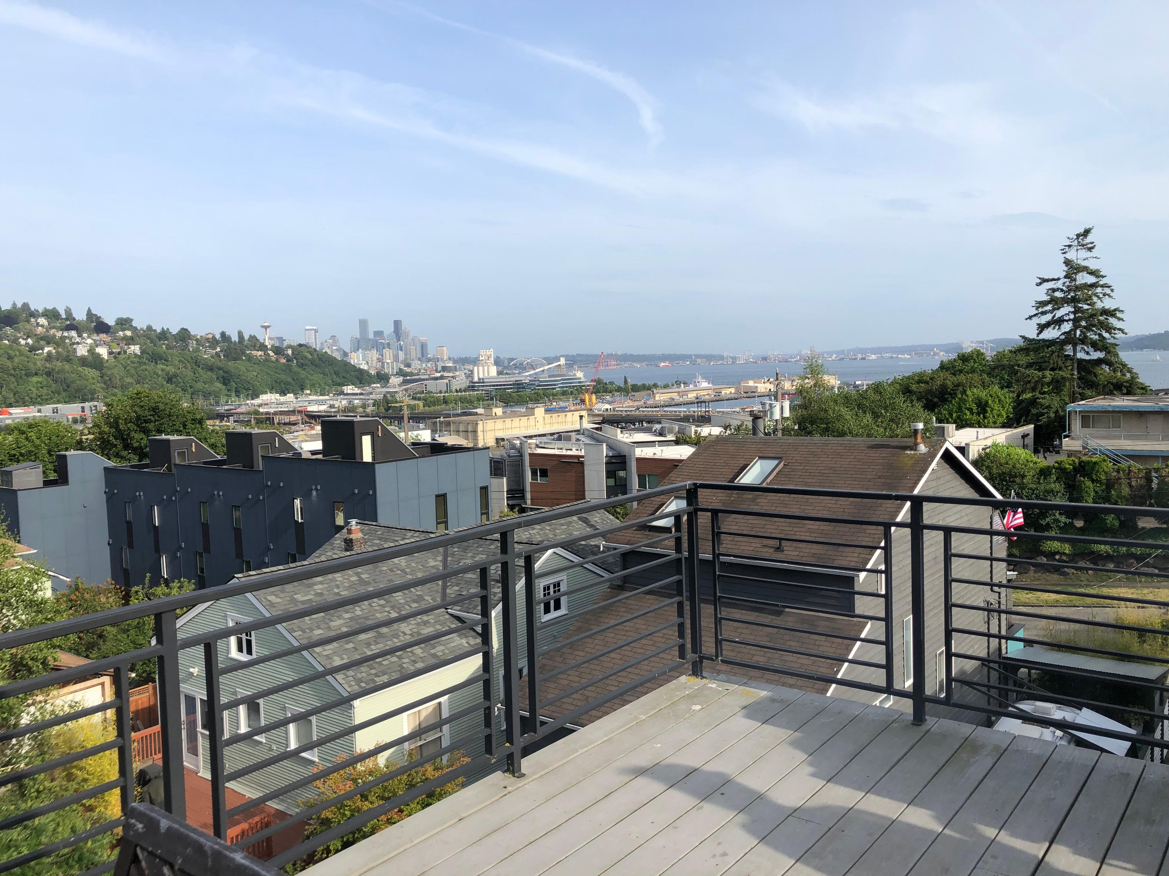 Rooftop views were spectacular - downtown, Space Needle, sailboats in the water.