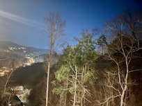 Nighttime from the top balcony, looking at Gatlinburg.