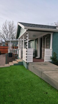 The walk up to the house.