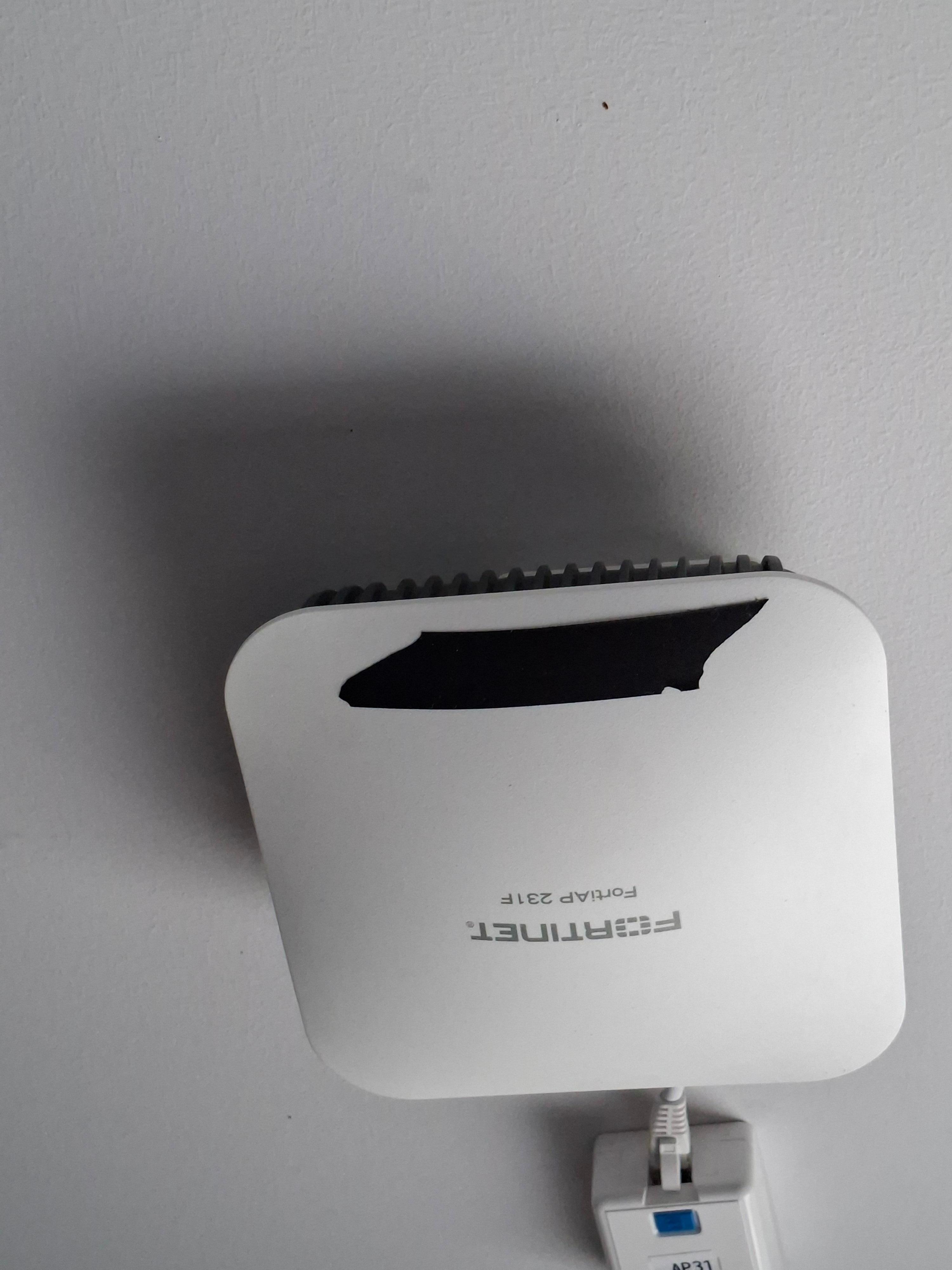 Smoke detector? Massive crack in it.