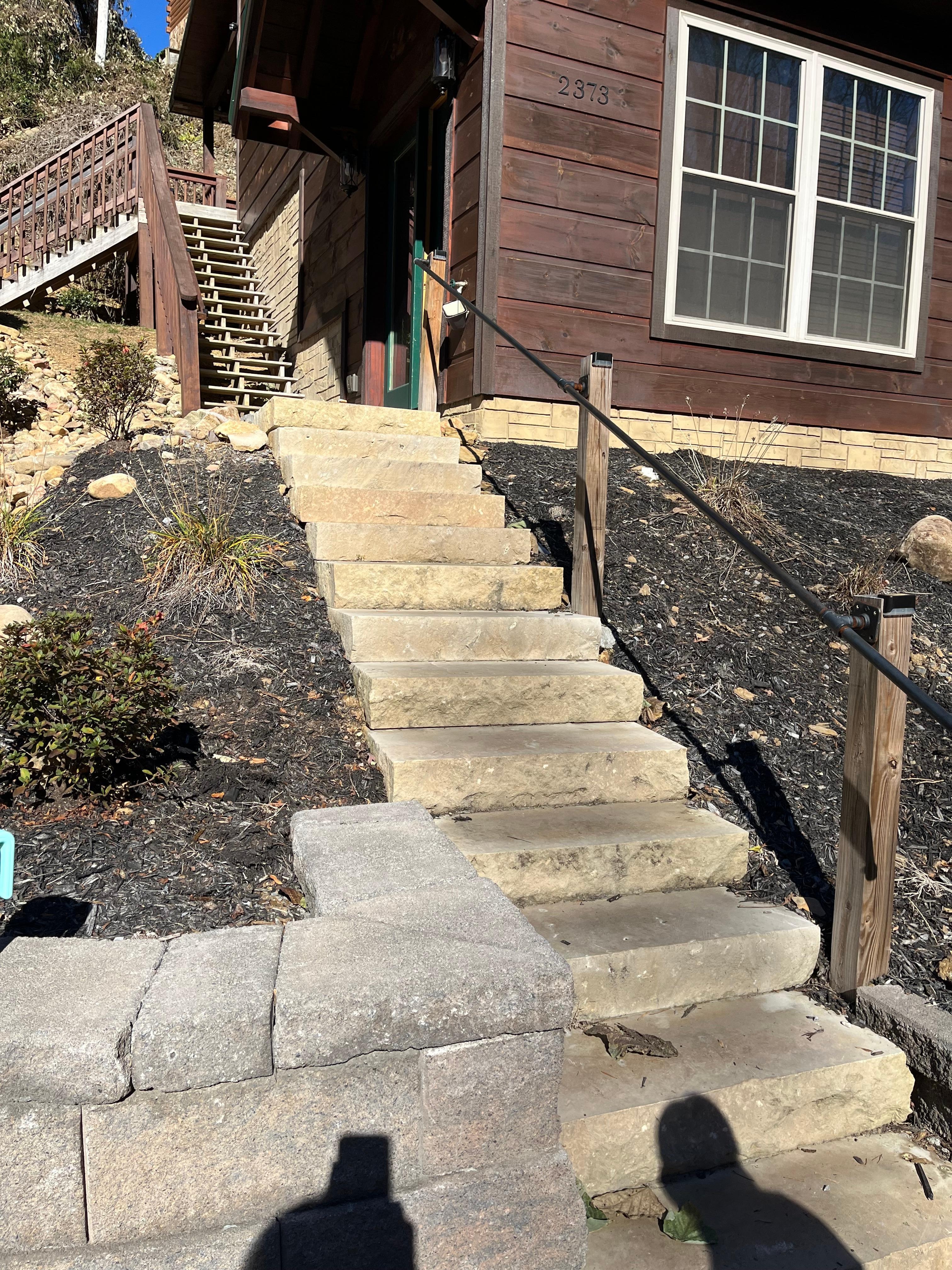 Stairs to enter the cabin.