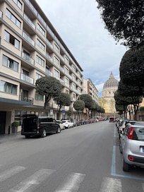 Just around the corner and a short walk to a great restaurant on the left and St. Peter straight ahead.