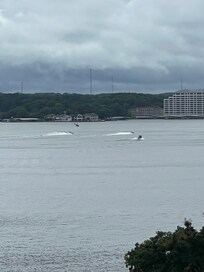 Watching the cigarette boats from the screen porch.
