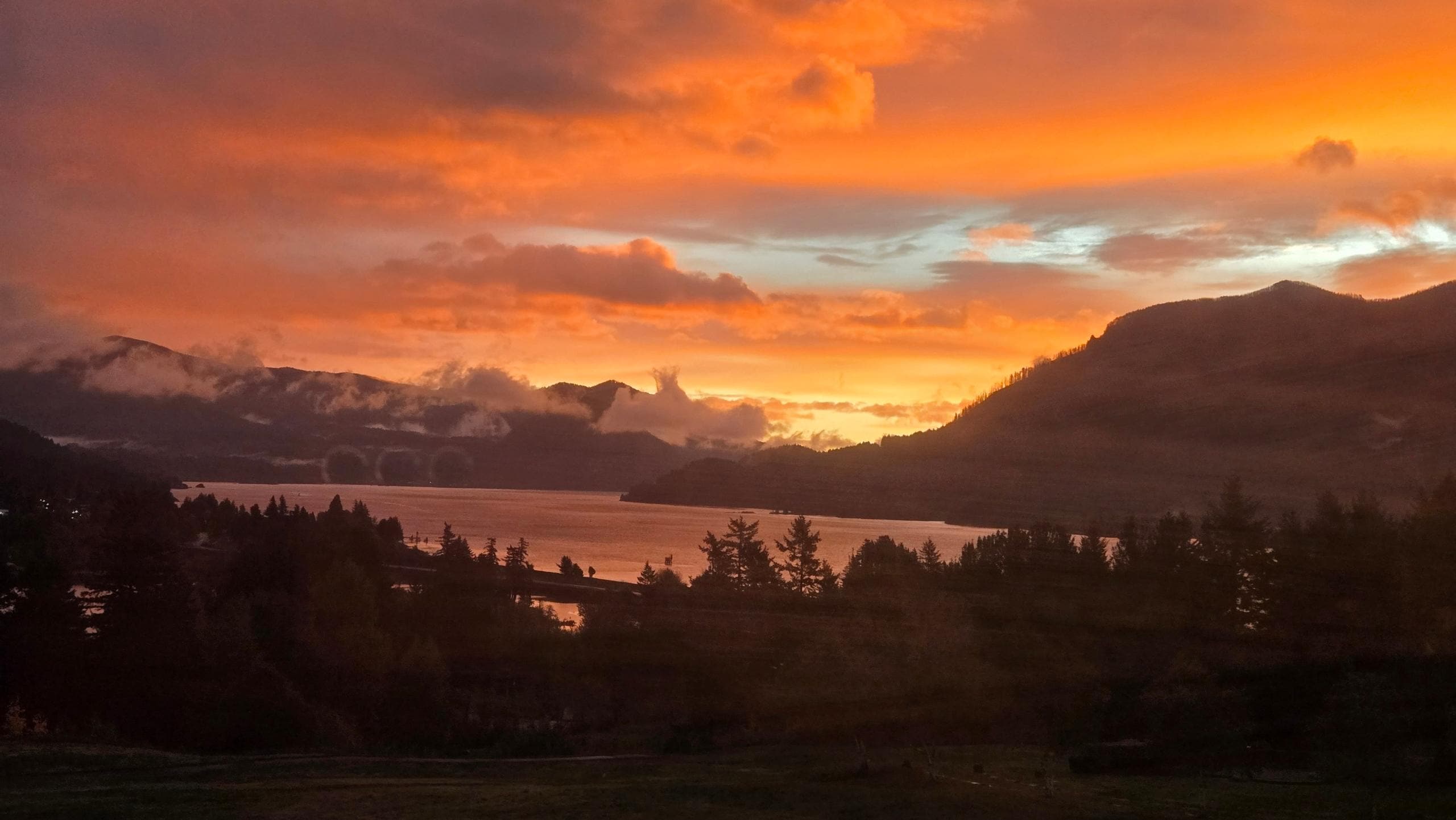 Sunrise from 4th floor room after stormy night in late October. 
