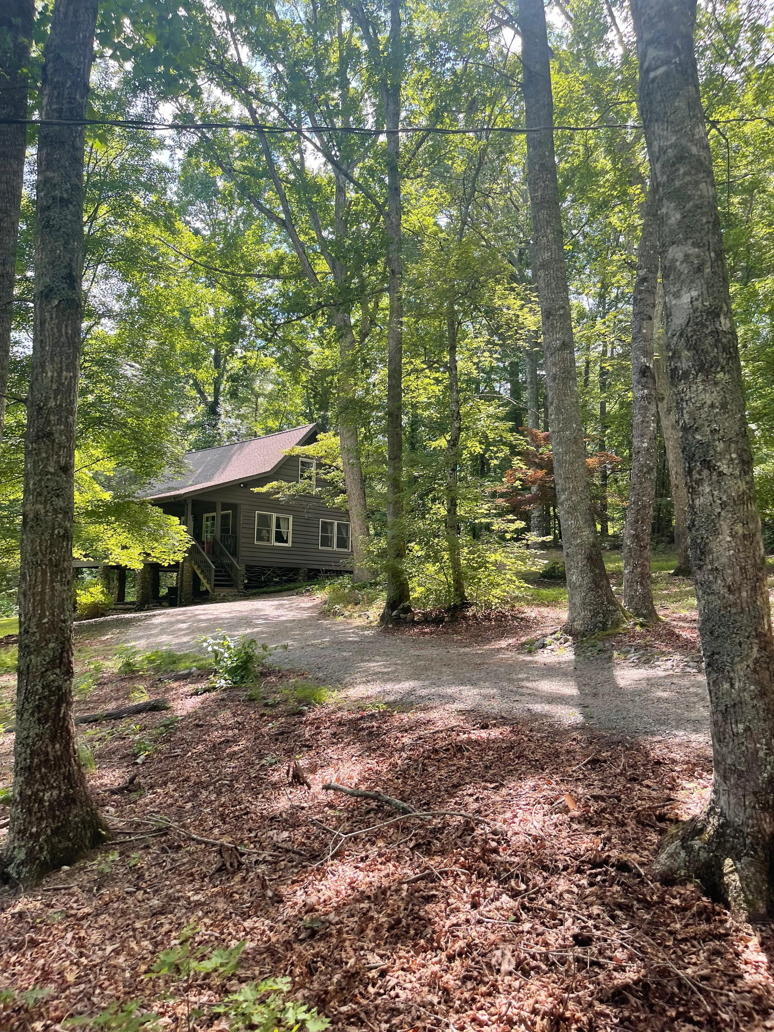 Cabin from the bottom of the driveway.