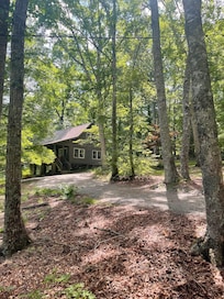 Cabin from the bottom of the driveway.