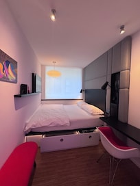 Tight bedroom quarters, but so cute and cozy for 2.