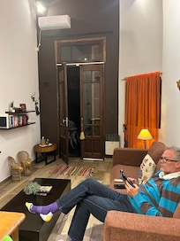 Lounging in the comfy living aera