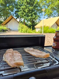 Elektrische bbq meegenomen van thuis.